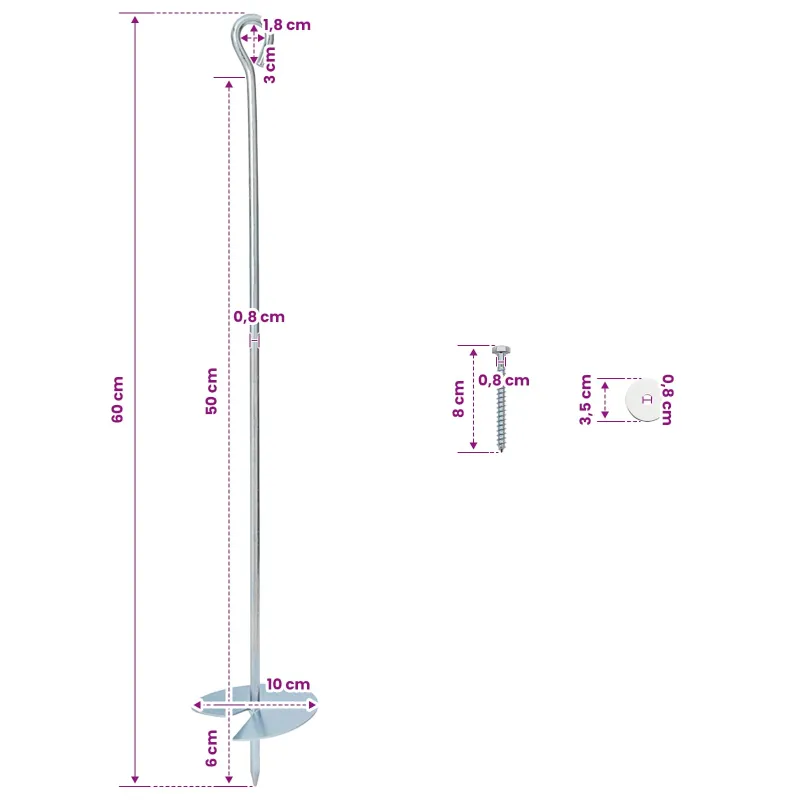 Žemės inkaras 2 pcs Sidabrinė Ø10 x 60 cm Cinkuotas metalas