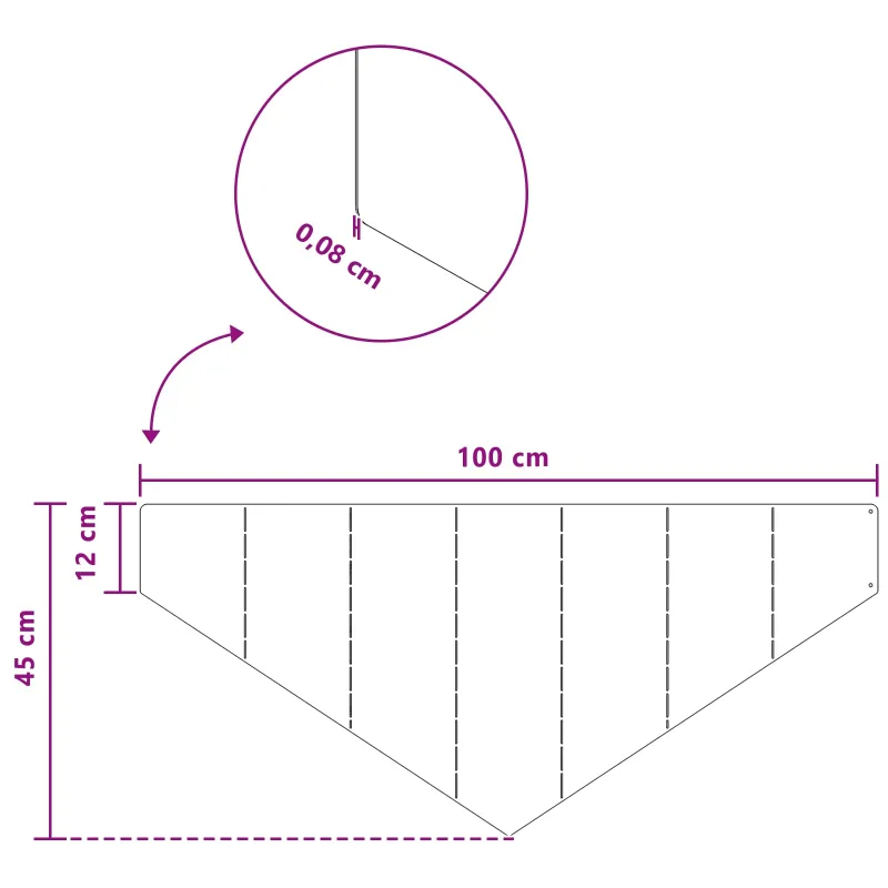 Vejo kraštas 4 pcs 100 x 45 cm Plienas Rūdijanti
