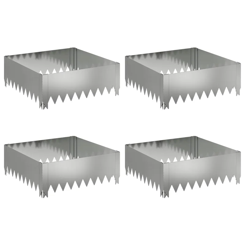 Vejo kraštas 4 pcs 60 x 60 x 20 cm Plienas Sidabrinė