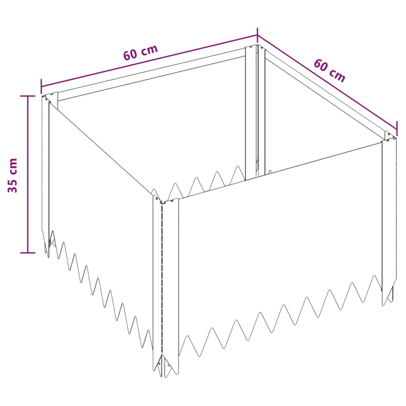 Vejo kraštas 4 pcs 60 x 60 x 35 cm Plienas Sidabrinė