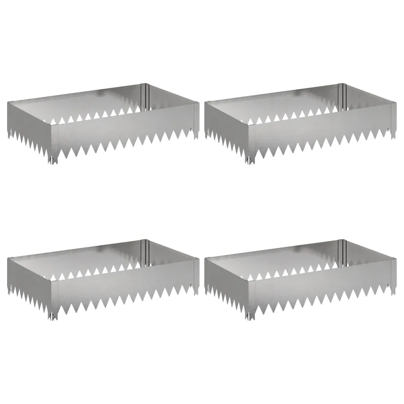 Vejo kraštas 4 pcs 100 x 60 x 20 cm Plienas Sidabrinė