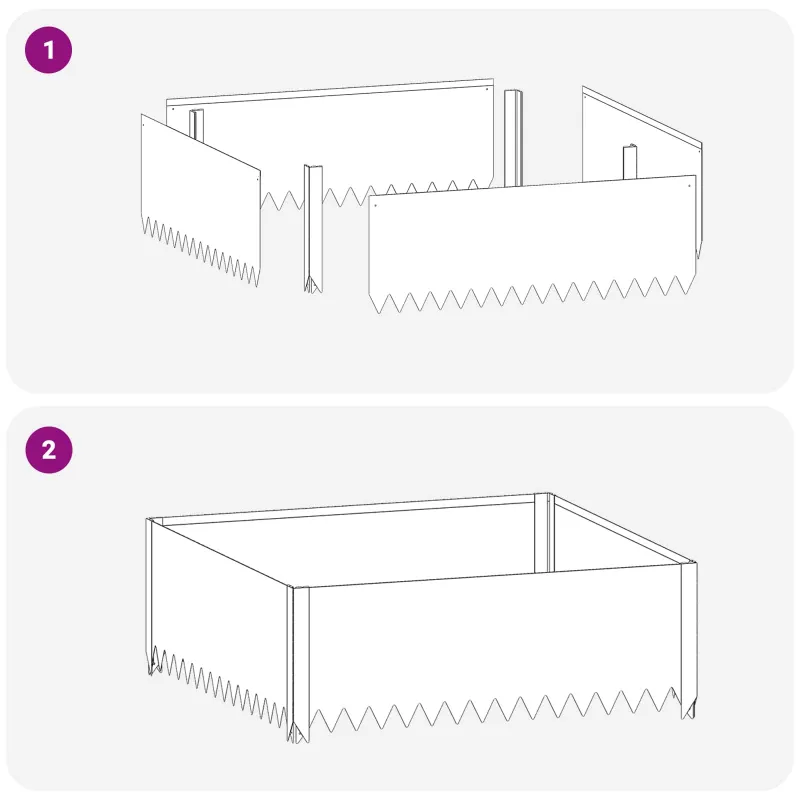 Vejo kraštas 4 pcs 100 x 100 x 35 cm Plienas Sidabrinė