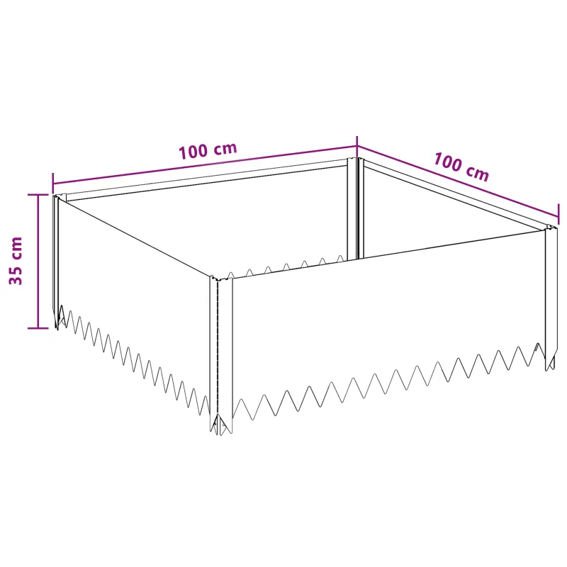 Vejo kraštas 4 pcs 100 x 100 x 35 cm Plienas Rūdijanti