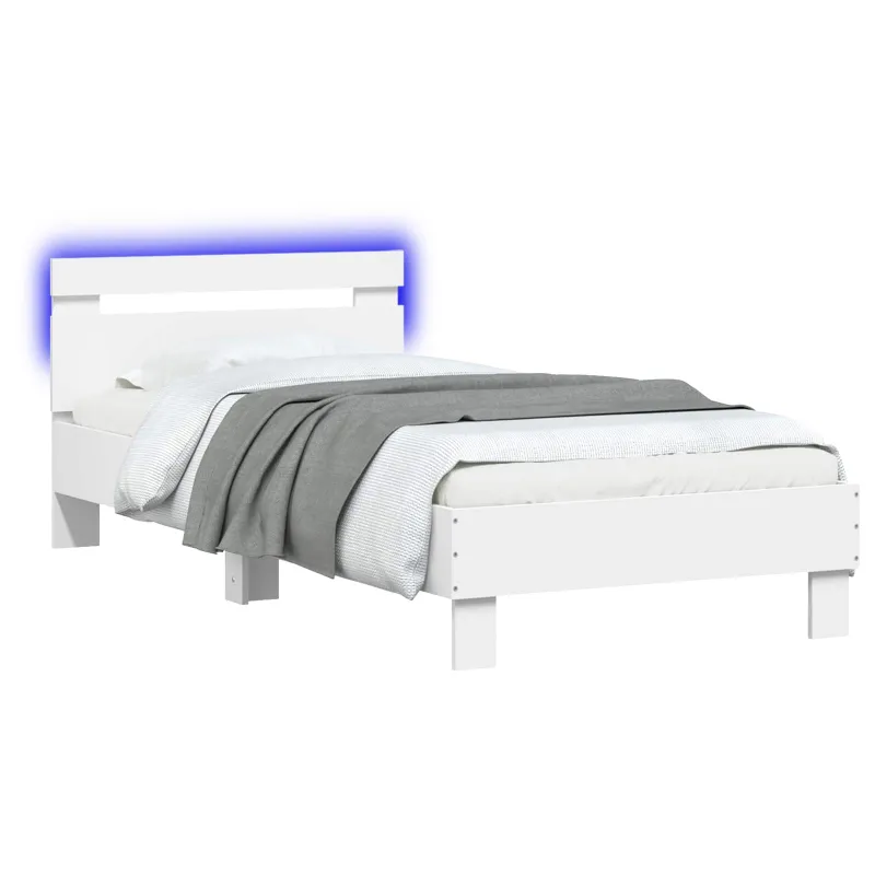 Lovos rėmas su LED Balta 80 x 200 cm Apdirbta mediena