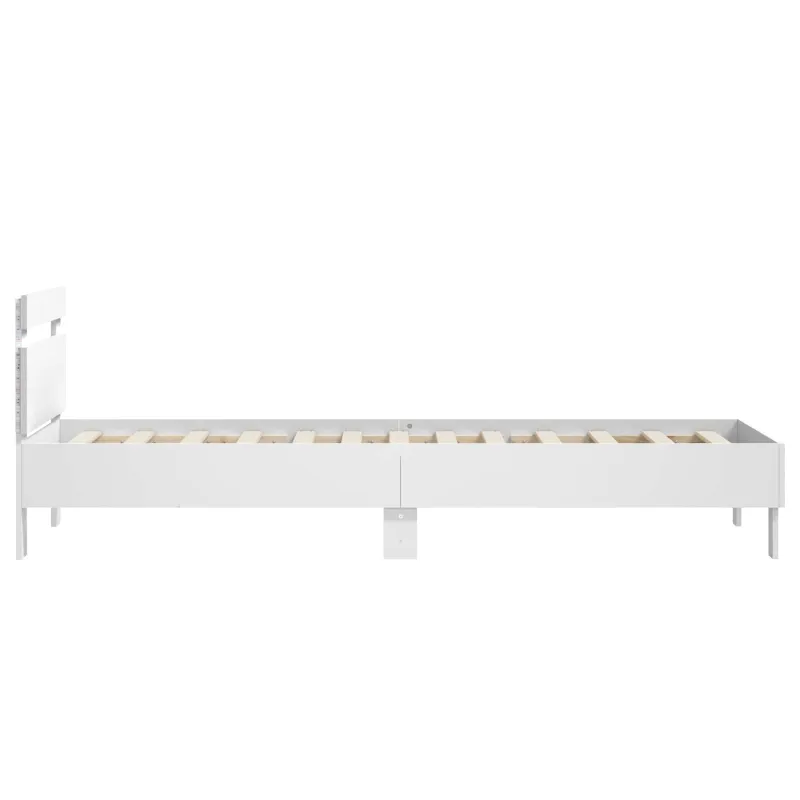 Lovos rėmas su LED Balta 80 x 200 cm Apdirbta mediena