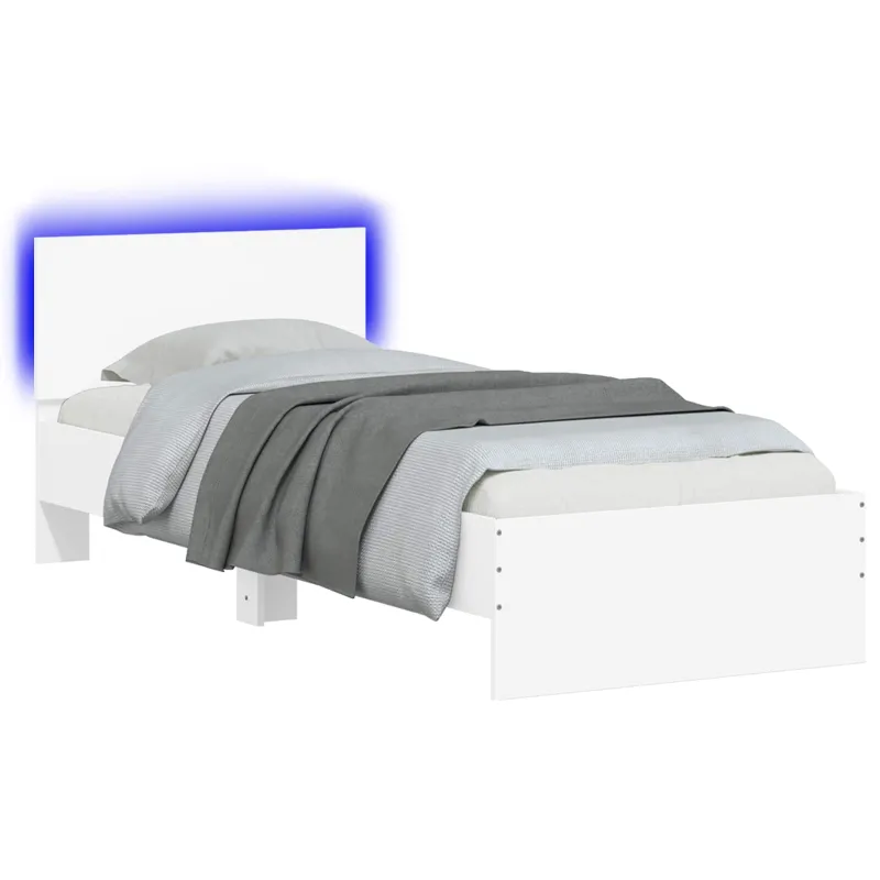 Lovos rėmas su LED Balta 80 x 200 cm Apdirbta mediena