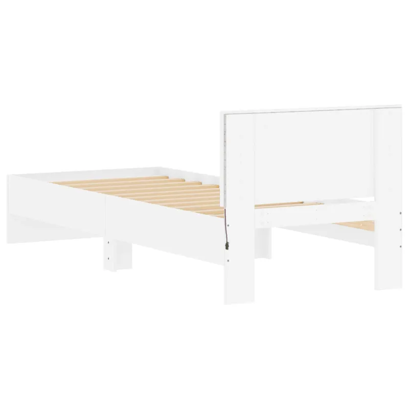 Lovos rėmas su LED Balta 80 x 200 cm Apdirbta mediena