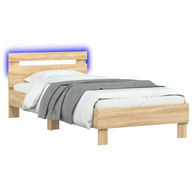 Lovos rėmas su LED Sonoma ąžuolas 80 x 200 cm Apdirbta mediena