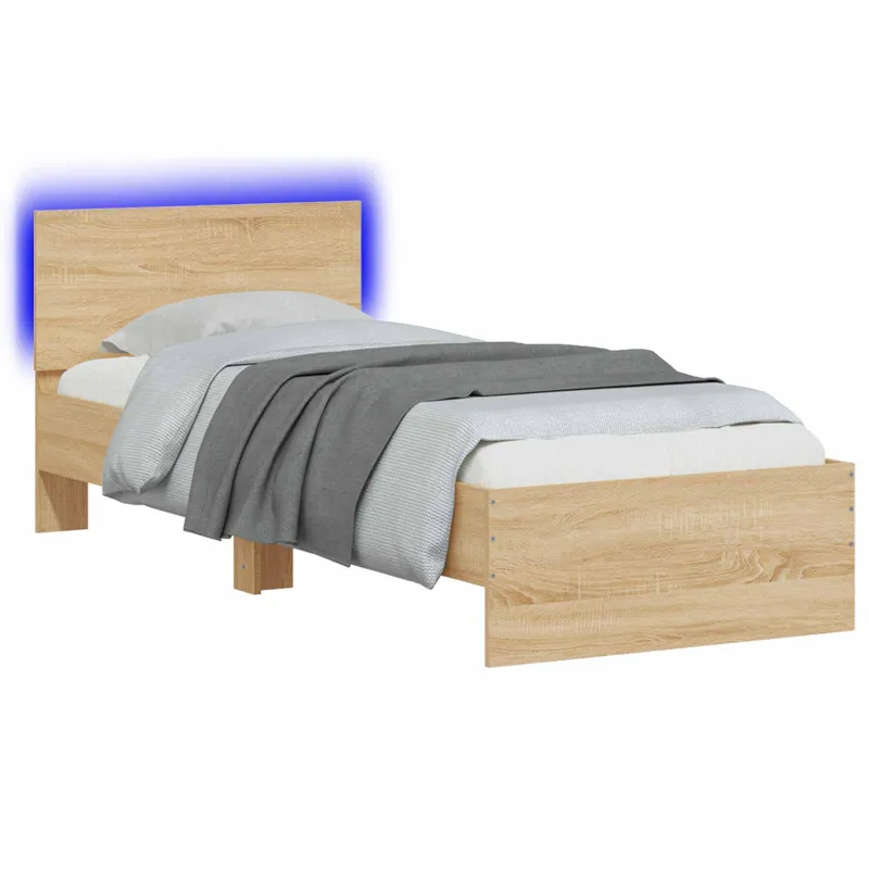 Lovos rėmas su LED Sonoma ąžuolas 80 x 200 cm Apdirbta mediena