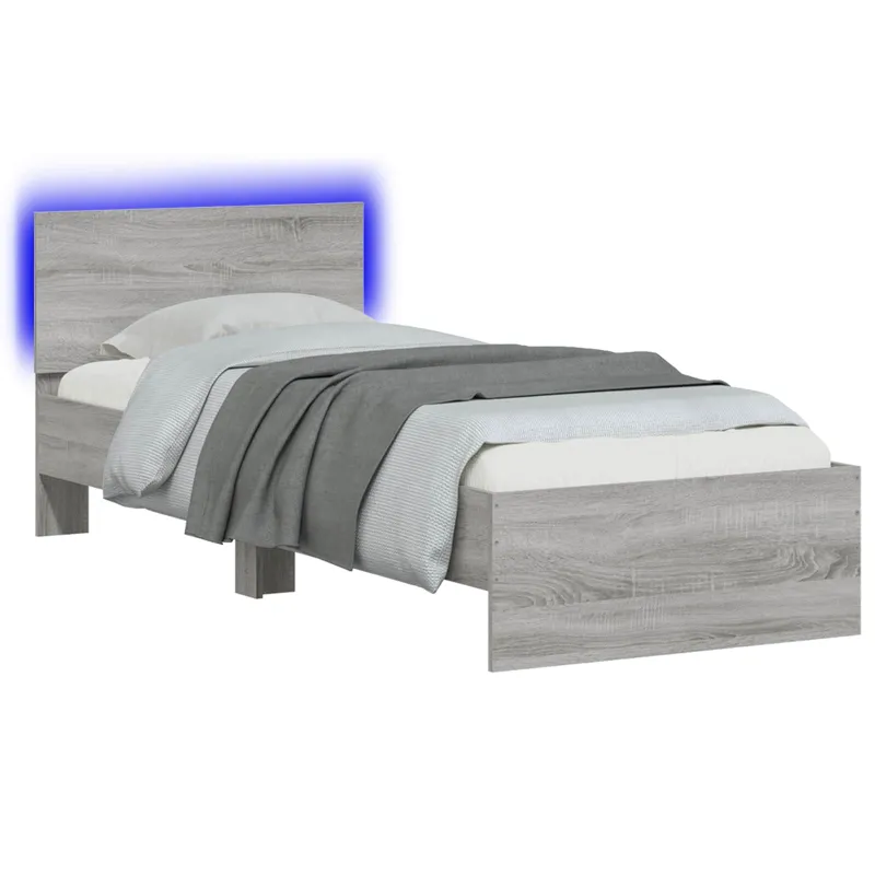 Lovos rėmas su LED Pilka Sonoma 80 x 200 cm Apdirbta mediena