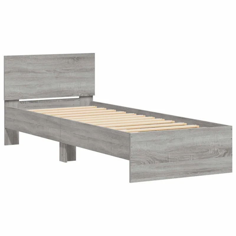 Lovos rėmas su LED Pilka Sonoma 80 x 200 cm Apdirbta mediena
