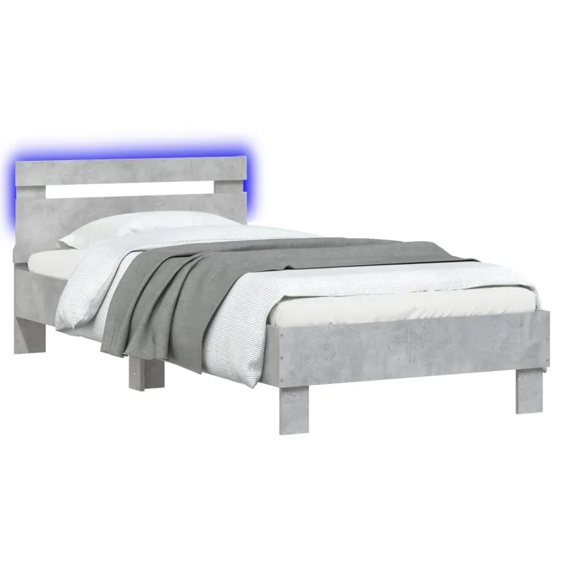Lovos rėmas su LED Betono pilka 80 x 200 cm Apdirbta mediena