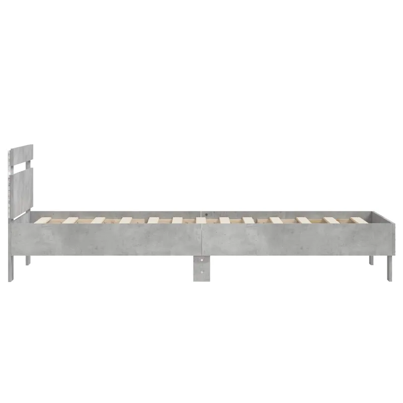 Lovos rėmas su LED Betono pilka 80 x 200 cm Apdirbta mediena