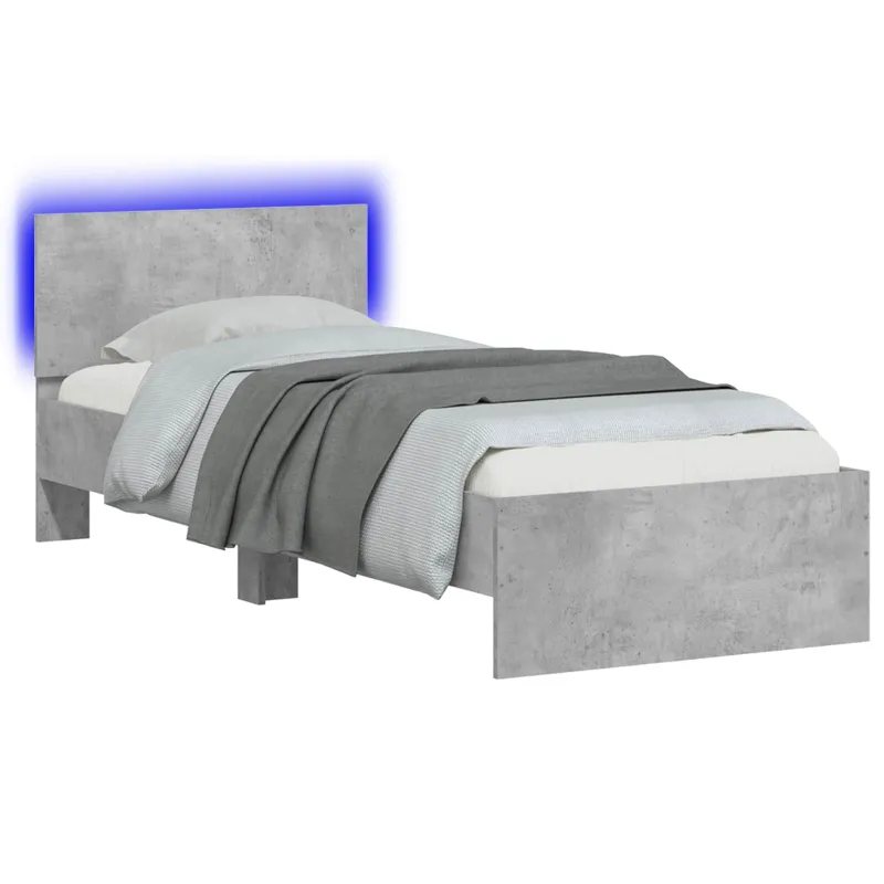 Lovos rėmas su LED Betono pilka 80 x 200 cm Apdirbta mediena