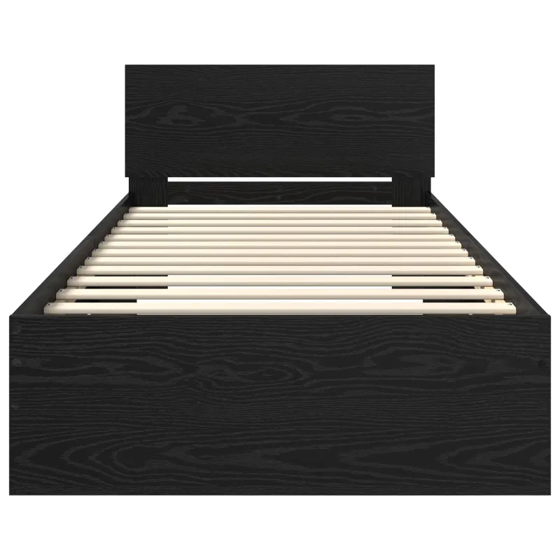 Lovos rėmas su LED Juodojo ąžuolo 80 x 200 cm Apdirbta mediena