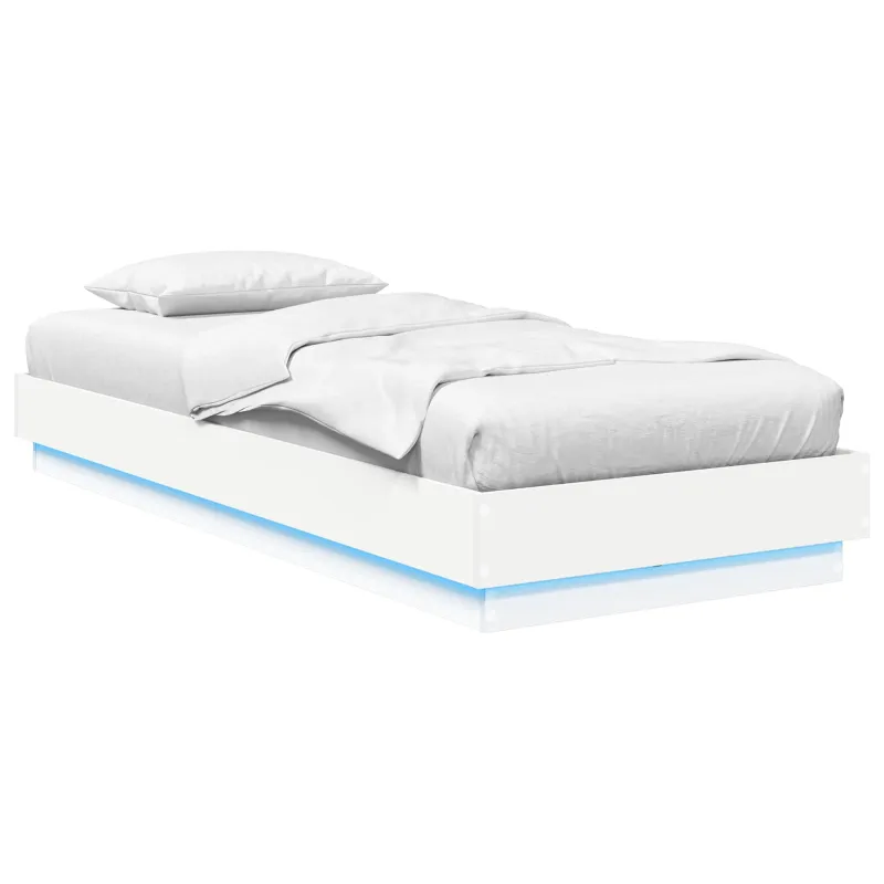 Lovos rėmas su LED Balta 80 x 200 cm Apdirbta mediena