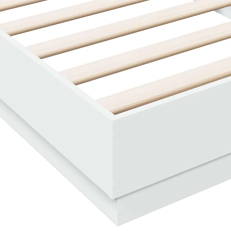 Lovos rėmas su LED Balta 80 x 200 cm Apdirbta mediena