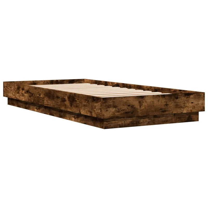 Lovos rėmas su LED Dūminio ąžuolo 80 x 200 cm Apdirbta mediena