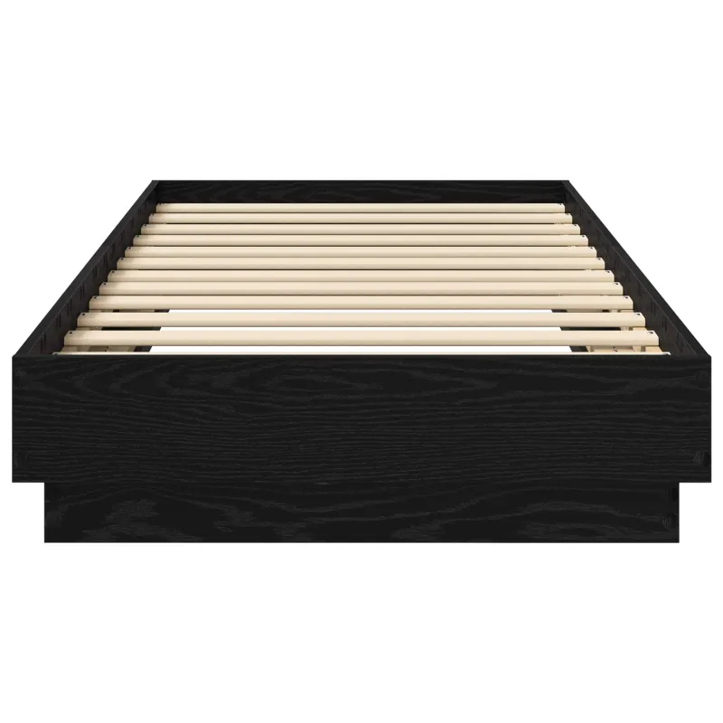 Lovos rėmas su LED Juodojo ąžuolo 80 x 200 cm Apdirbta mediena
