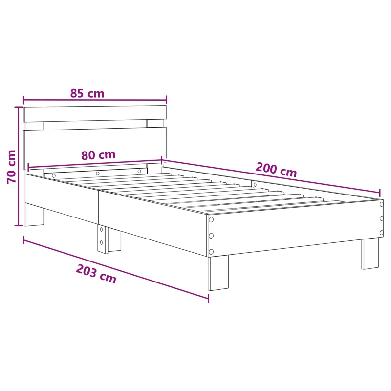 Lovos Rėmas su Galvūgaliu Balta 80 x 200 cm Apdirbta mediena