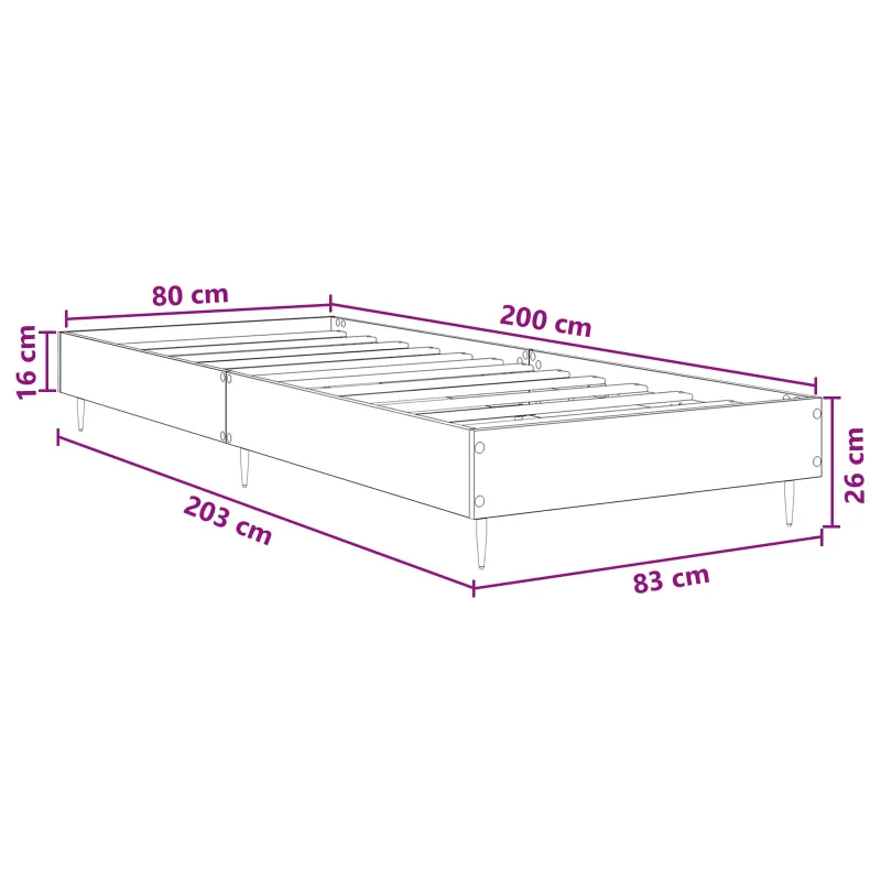 Lovos rėmas Balta 80 x 200 cm Apdirbta mediena