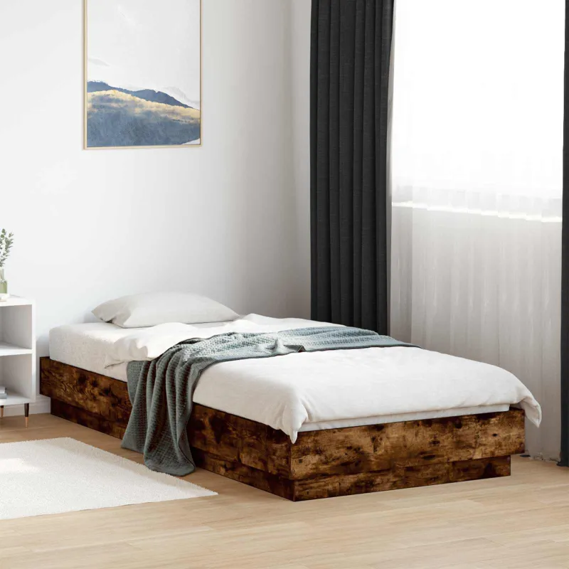 Grindų lovos rėmas Dūminio ąžuolo 80 x 200 cm Apdirbta mediena