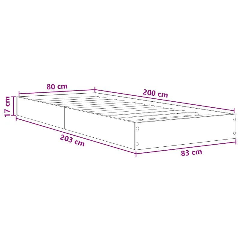 Grindų lovos rėmas Dūminio ąžuolo 80 x 200 cm Apdirbta mediena