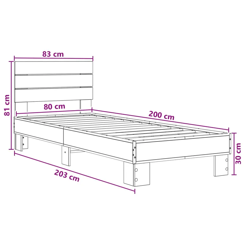 Lovos Rėmas su Galvūgaliu Juodojo ąžuolo 80 x 200 cm