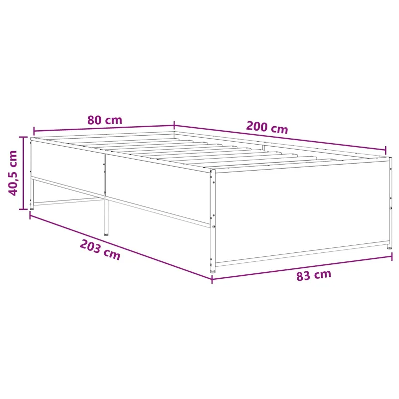 Lovos rėmas Pilka Sonoma 80 x 200 cm Apdirbta mediena