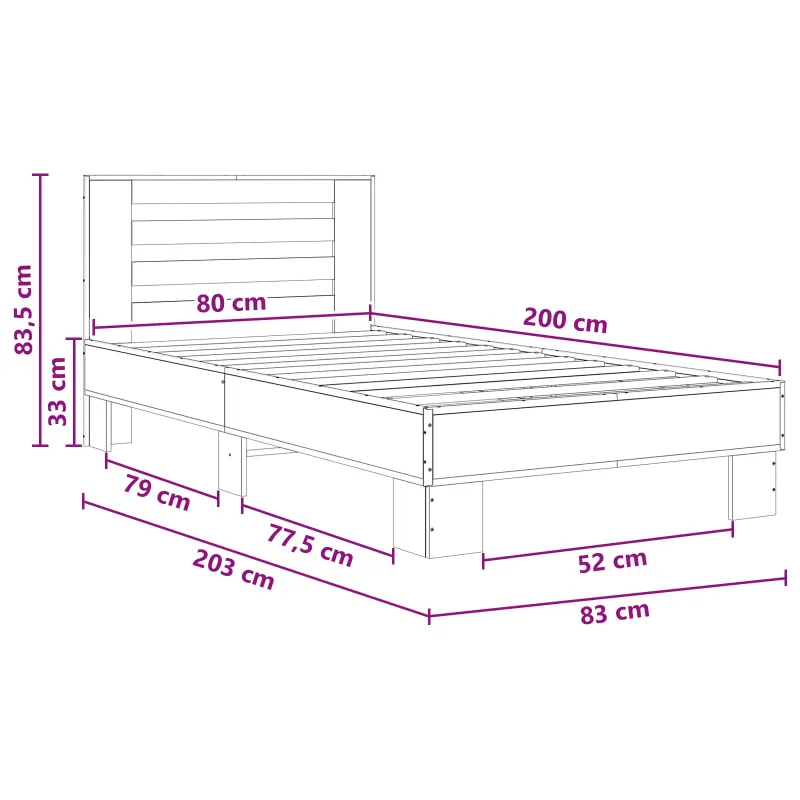 Lovos Rėmas su Galvūgaliu Artisano ąžuolo 80 x 200 cm