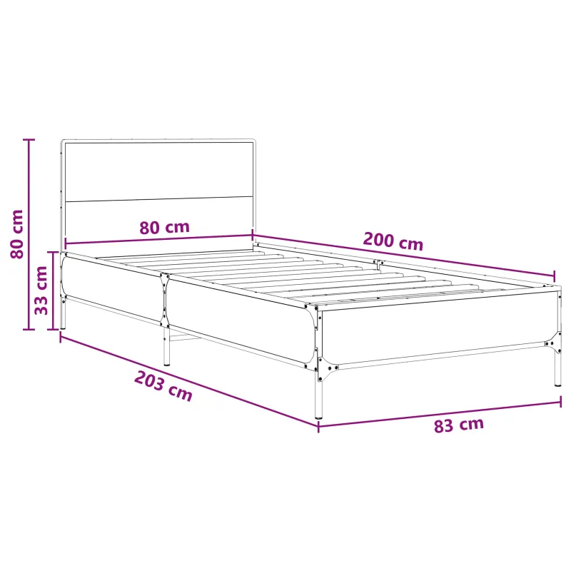 Lovos Rėmas su Galvūgaliu Juodojo ąžuolo 80 x 200 cm
