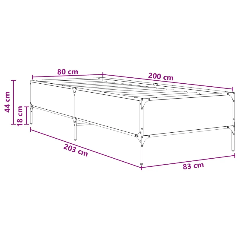 Lovos rėmas Dūminis ąžuolas 80 x 200 cm Apdirbta mediena