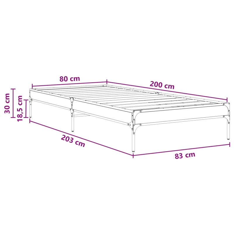 Lovos rėmas Juodojo ąžuolo 80 x 200 cm Apdirbta mediena