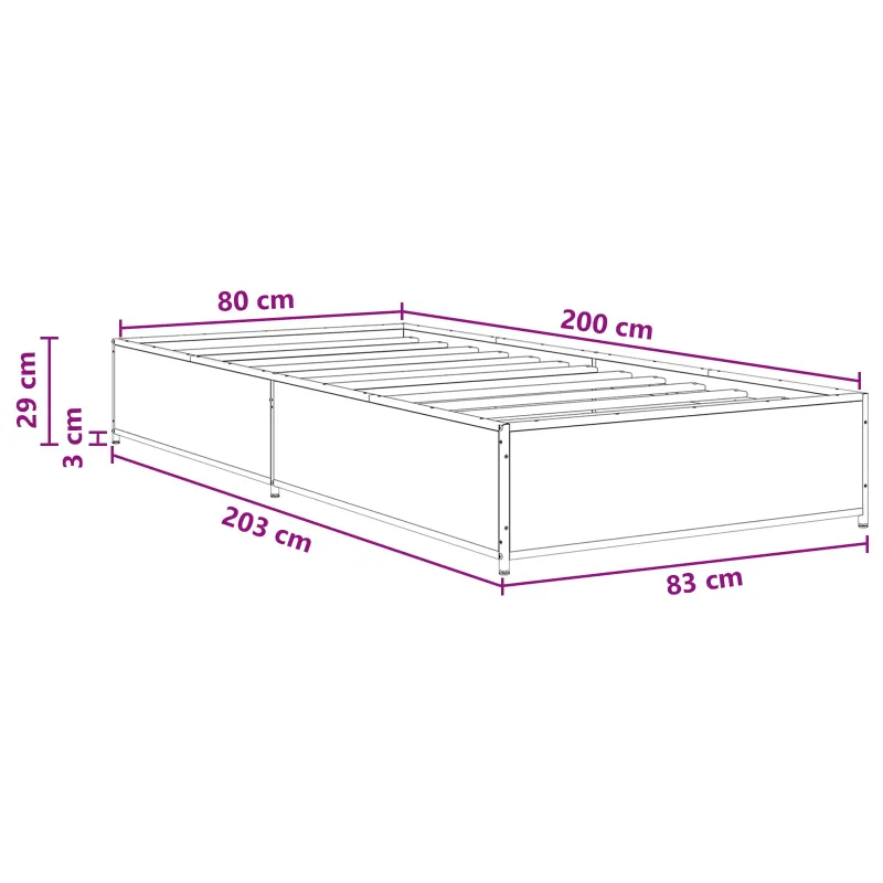 Lovos rėmas Sonoma ąžuolas 80 x 200 cm Apdirbta mediena