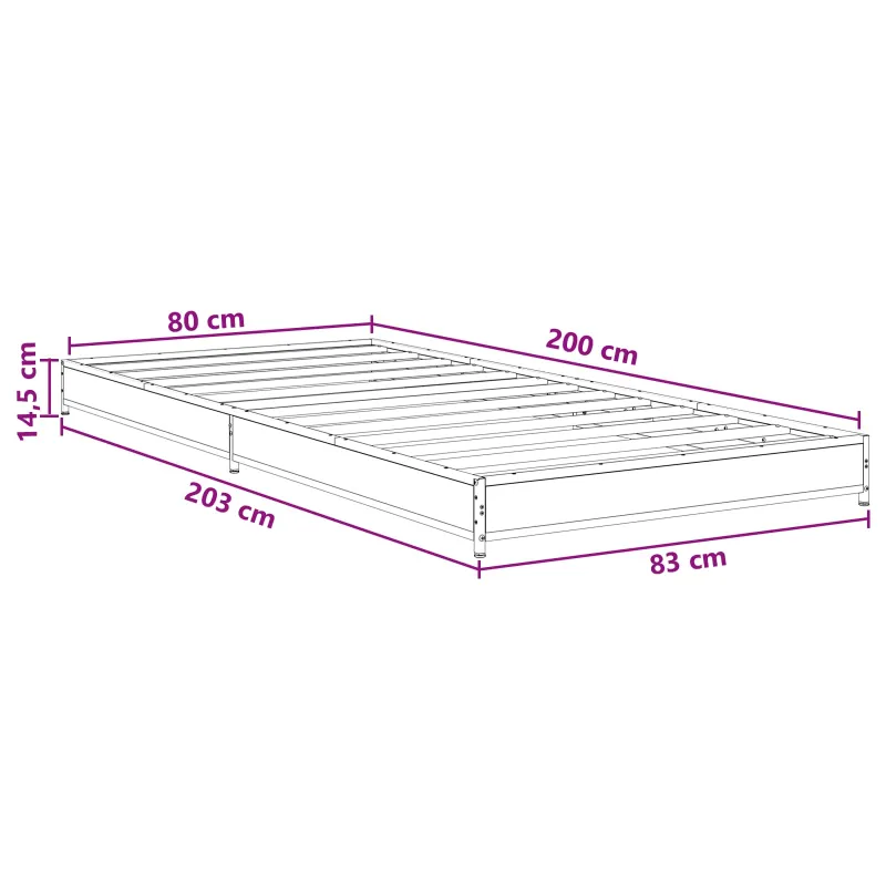 Lovos rėmas Sonoma ąžuolas 80 x 200 cm Apdirbta mediena