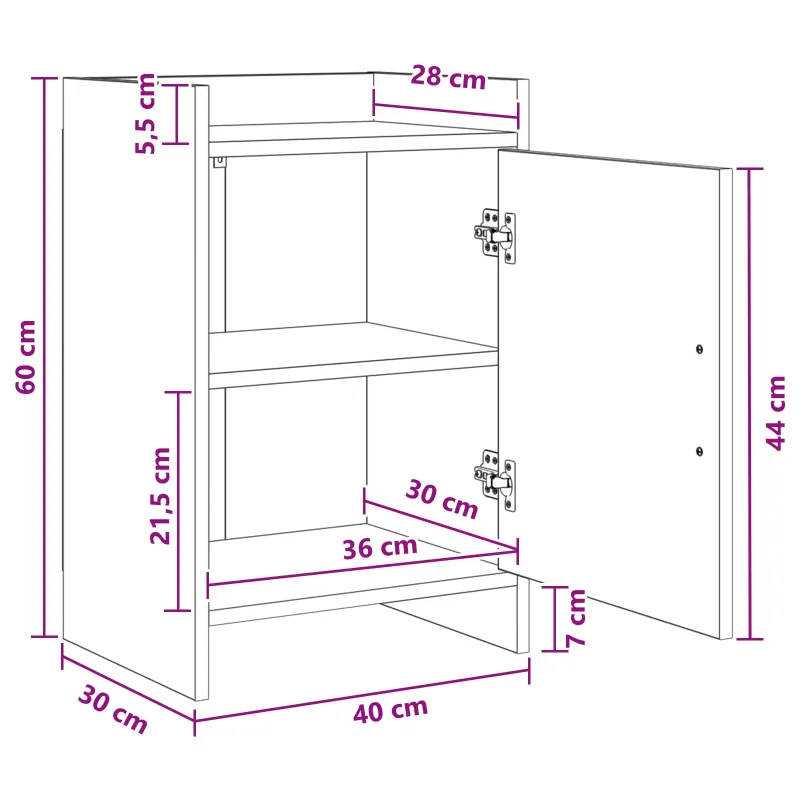Naktiniai staliukai 2 pcs Balta 40 x 30 x 60 cm