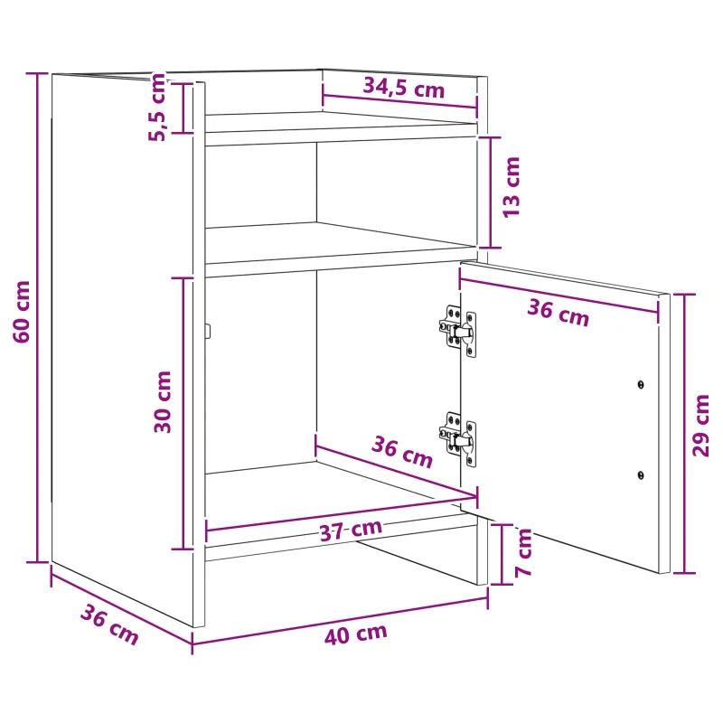 Naktiniai staliukai 2 pcs Betono pilka 40 x 36 x 60 cm
