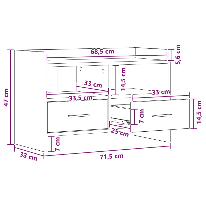 Televizoriaus spintelė 71,5 x 33 x 47 cm Sendintos medienos