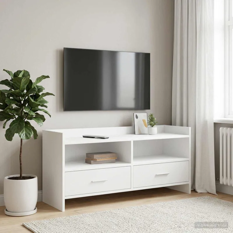 Televizoriaus spintelė 100 x 33 x 47 cm Balta Apdirbta mediena