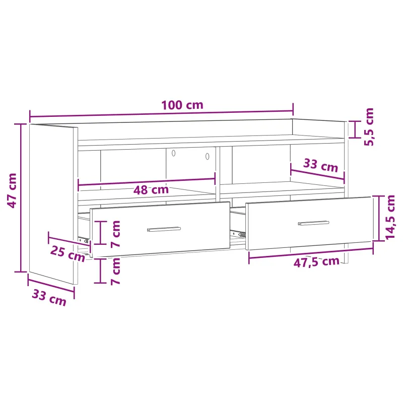 Televizoriaus spintelė 100 x 33 x 47 cm Balta Apdirbta mediena