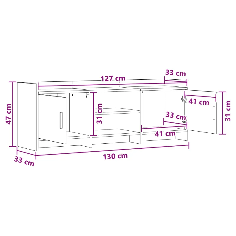 Televizoriaus spintelė 130 x 33 x 47 cm Balta Apdirbta mediena