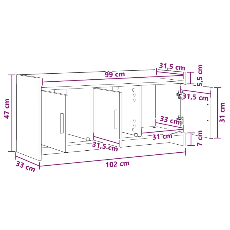 Televizoriaus spintelė 102 x 33 x 47 cm Sendintos medienos
