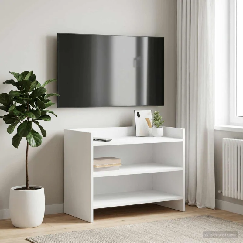 Televizoriaus spintelė 60 x 33 x 47 cm Balta Apdirbta mediena