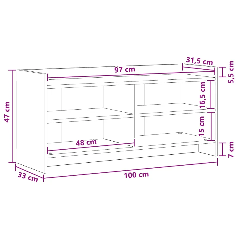Televizoriaus spintelė 100 x 33 x 47 cm Dūminio ąžuolo