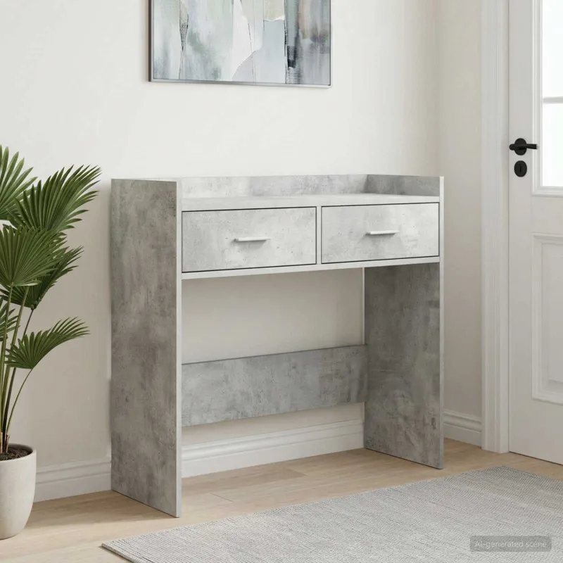 Konsolinis stalas Betono pilka 90 x 35 x 80 cm Apdirbta mediena