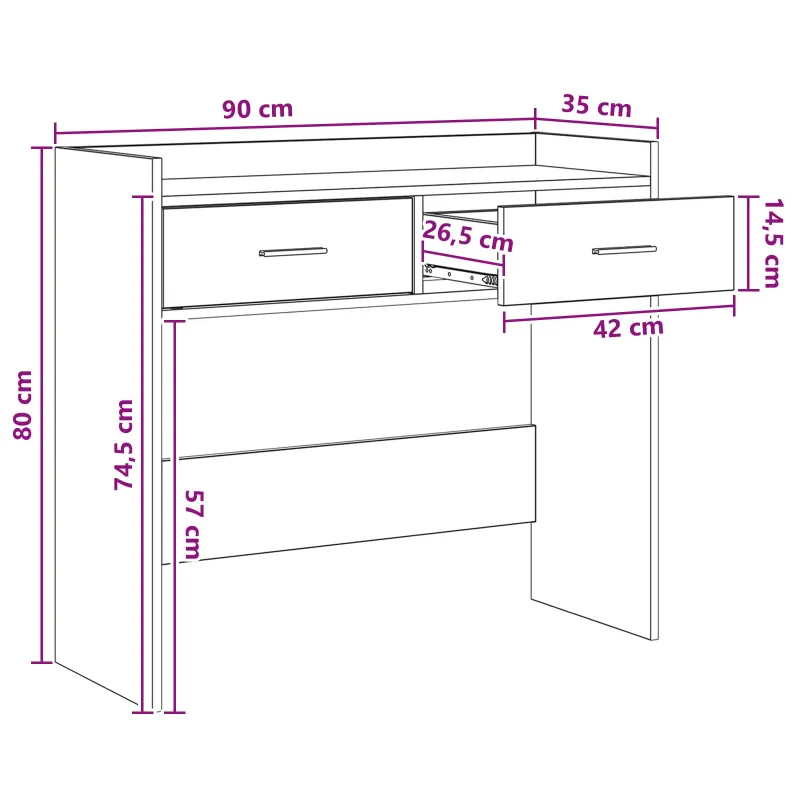 Konsolinis stalas Pilka Sonoma 90 x 35 x 80 cm Apdirbta mediena