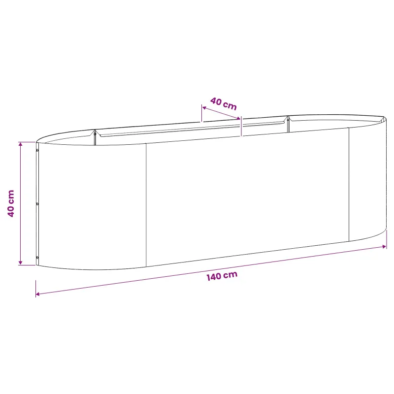 Pakelta sodo lova Balta 140 x 40 x 40 cm Plienas