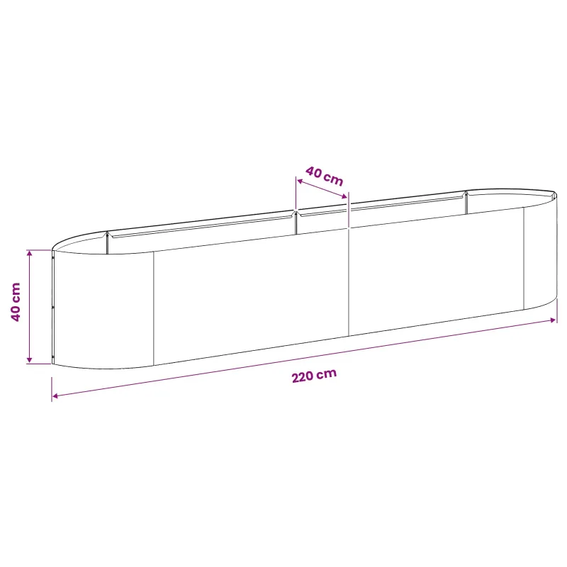 Pakelta sodo lova Galvanizuotas plienas 220 x 40 x 40 cm