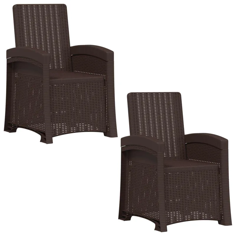 Atlošiamas sodo krėslas su rataniniu vaizdu 2 pcs Ruda PP