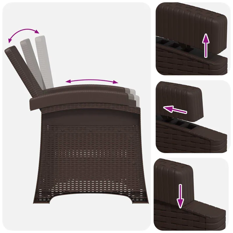 Atlošiamas sodo krėslas su rataniniu vaizdu 2 pcs Ruda PP